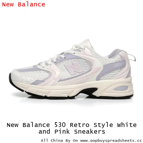 New Balance 530 Retro Style White and Pink Sneakers