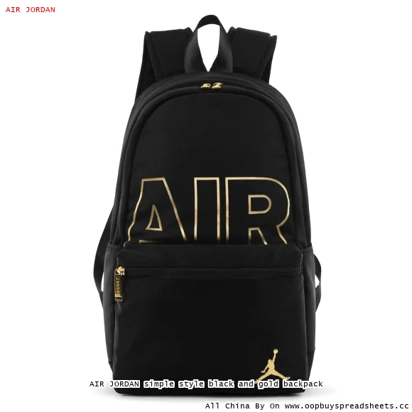 AIR JORDAN simple style black and gold backpack