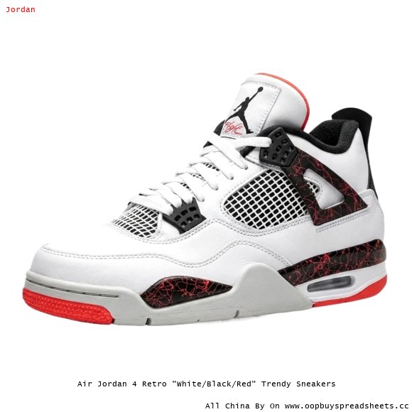 Air Jordan 4 Retro "White/Black/Red" Trendy Sneakers