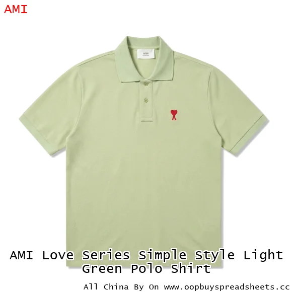 AMI Love Series Simple Style Light Green Polo Shirt