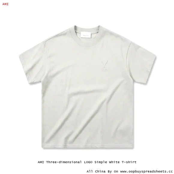AMI Three-dimensional LOGO Simple White T-shirt