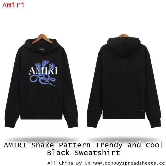 AMIRI Snake Pattern Trendy and Cool Black Sweatshirt