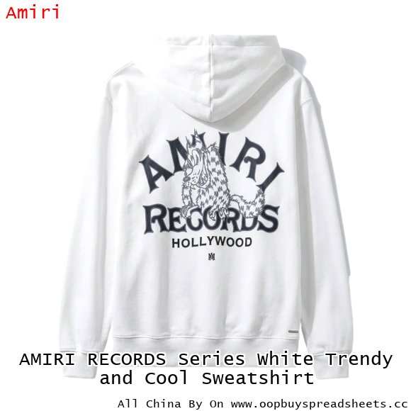 AMIRI RECORDS Series White Trendy and Cool Sweatshirt