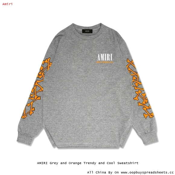 AMIRI Grey and Orange Trendy and Cool Sweatshirt