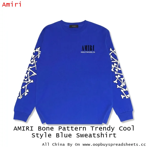 AMIRI Bone Pattern Trendy Cool Style Blue Sweatshirt