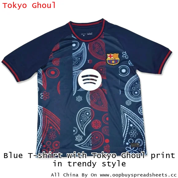 Blue T-shirt with Tokyo Ghoul print in trendy style