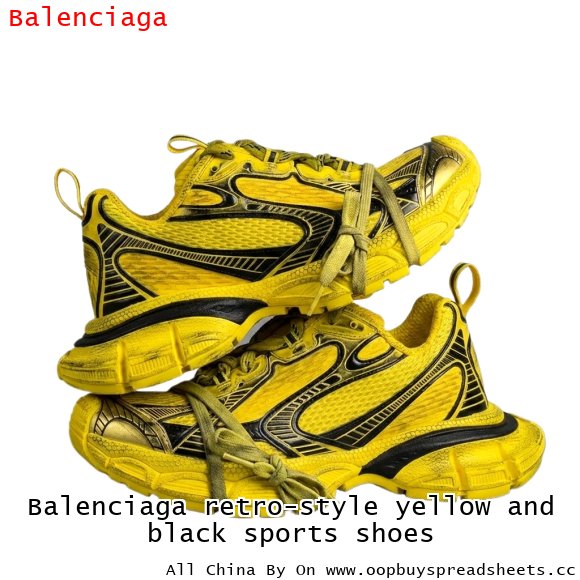 Balenciaga retro-style yellow and black sports shoes