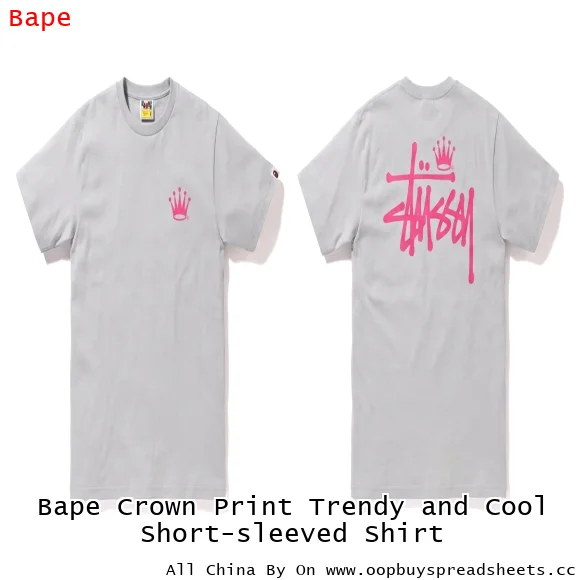 Bape Crown Print Trendy and Cool Short-sleeved Shirt