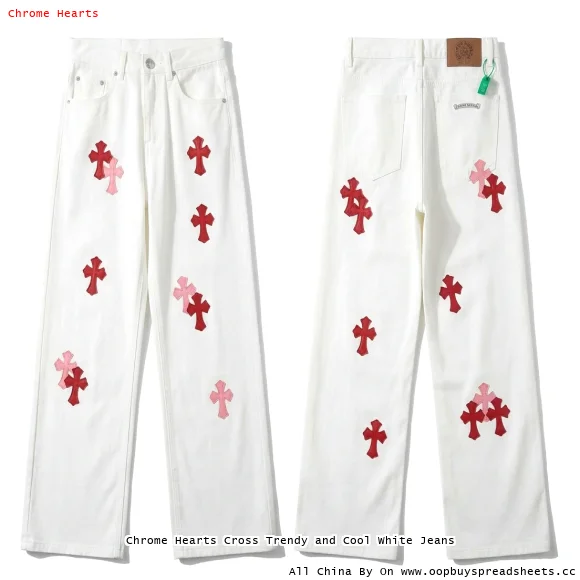 Chrome Hearts Cross Trendy and Cool White Jeans