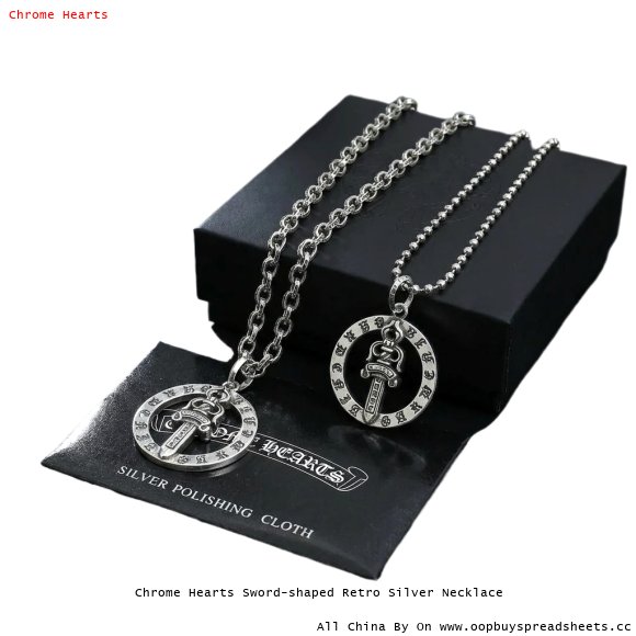 Chrome Hearts Sword-shaped Retro Silver Necklace