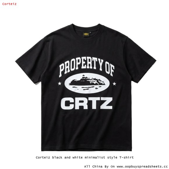 Corteiz black and white minimalist style T-shirt