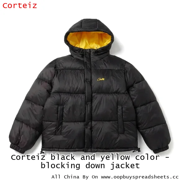 Corteiz black and yellow color - blocking down jacket