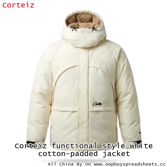 Corteiz functional style white cotton-padded jacket