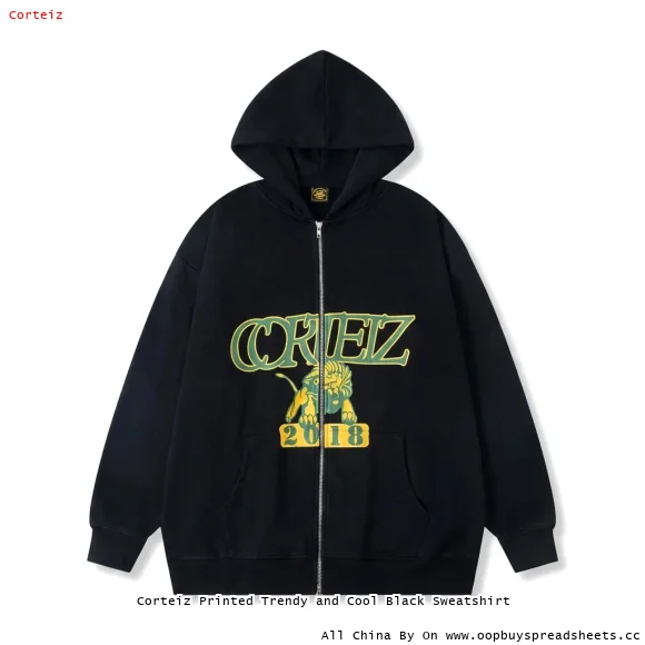 Corteiz Printed Trendy and Cool Black Sweatshirt