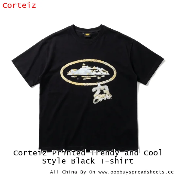 Corteiz Printed Trendy and Cool Style Black T-shirt
