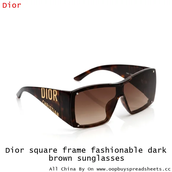 Dior square frame fashionable dark brown sunglasses