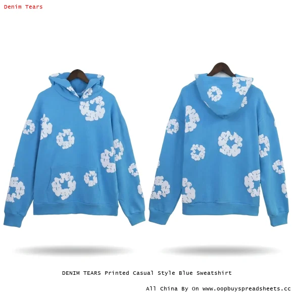 DENIM TEARS Printed Casual Style Blue Sweatshirt