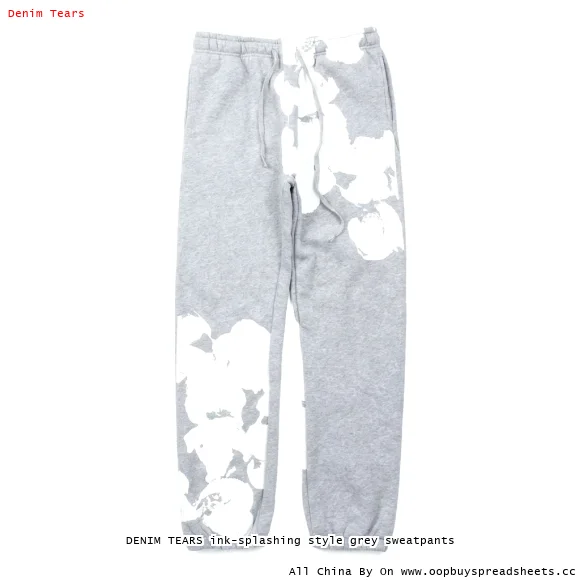 DENIM TEARS ink-splashing style grey sweatpants