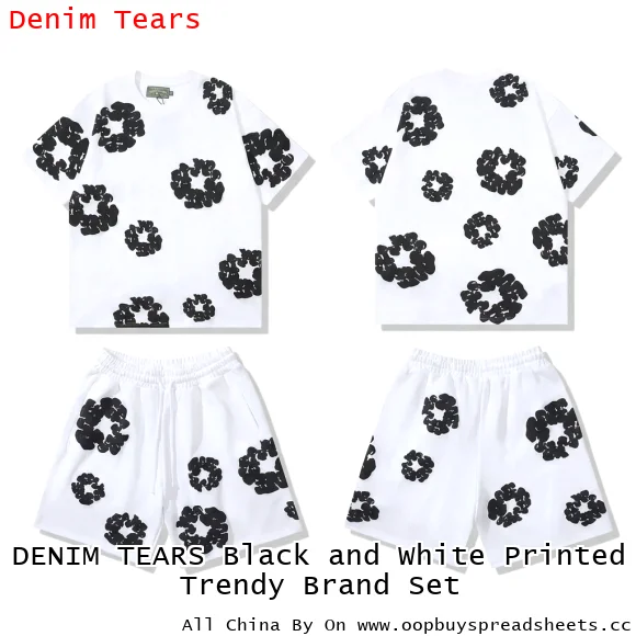 DENIM TEARS Black and White Printed Trendy Brand Set