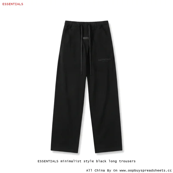 ESSENTIALS minimalist style black long trousers