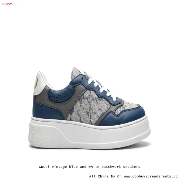 Gucci vintage blue and white patchwork sneakers