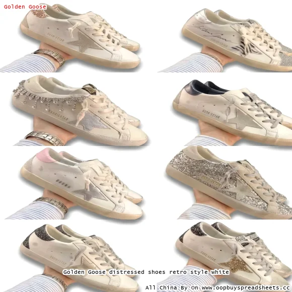 Golden Goose distressed shoes retro style white
