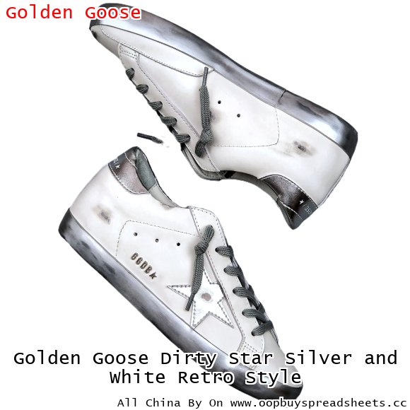Golden Goose Dirty Star Silver and White Retro Style