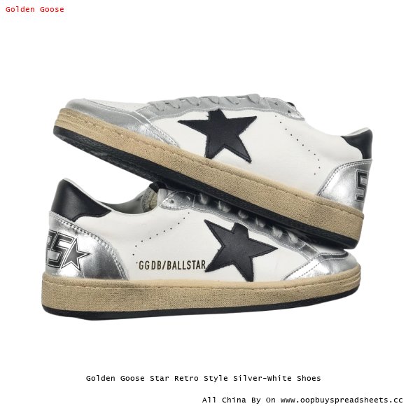Golden Goose Star Retro Style Silver-White Shoes