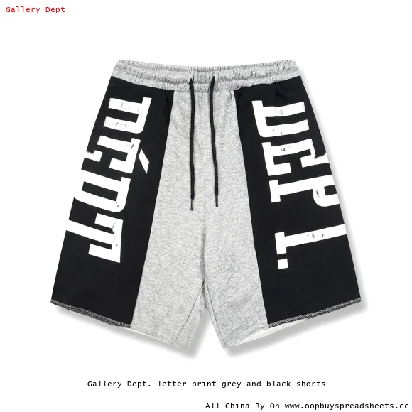 Gallery Dept. letter-print grey and black shorts
