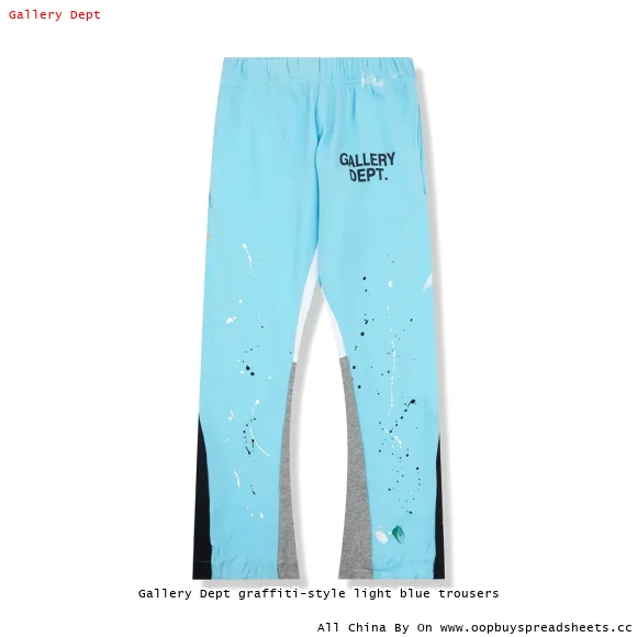 Gallery Dept graffiti-style light blue trousers