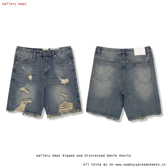 Gallery Dept Ripped and Distressed Denim Shorts