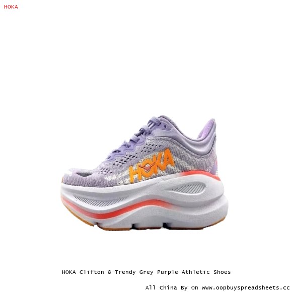 HOKA Clifton 8 Trendy Grey Purple Athletic Shoes