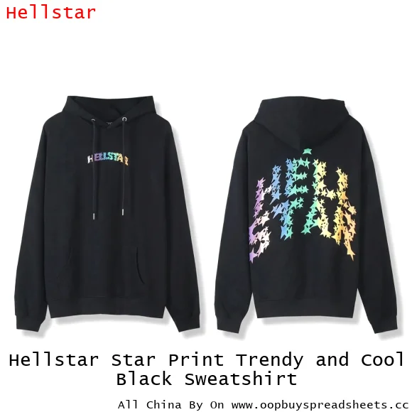 Hellstar Star Print Trendy and Cool Black Sweatshirt