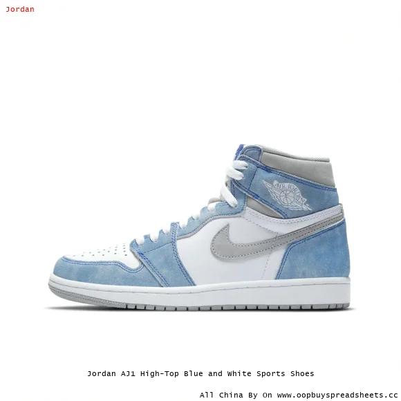 Jordan AJ1 High-Top Blue and White Sports Shoes