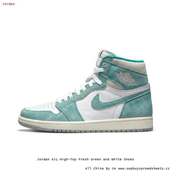 Jordan AJ1 High-Top Fresh Green and White Shoes
