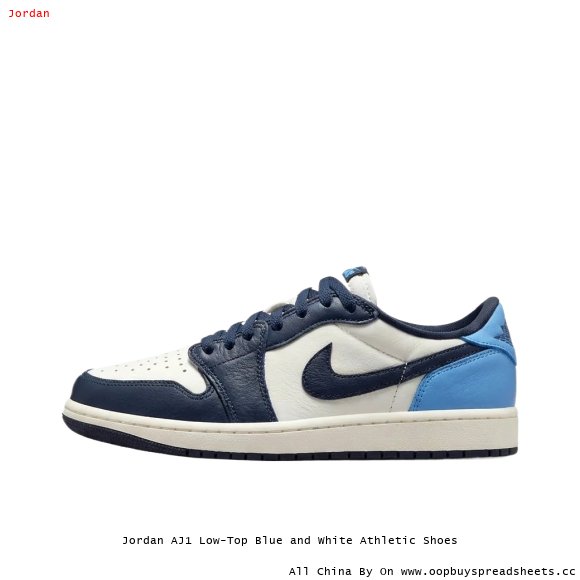 Jordan AJ1 Low-Top Blue and White Athletic Shoes