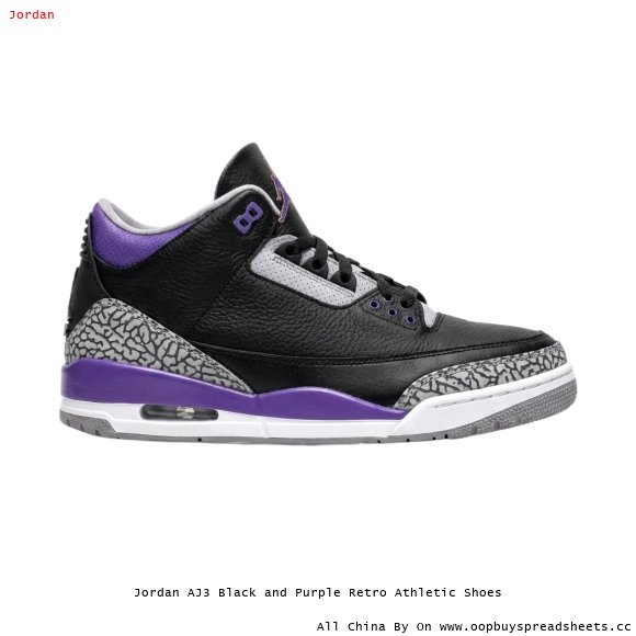 Jordan AJ3 Black and Purple Retro Athletic Shoes