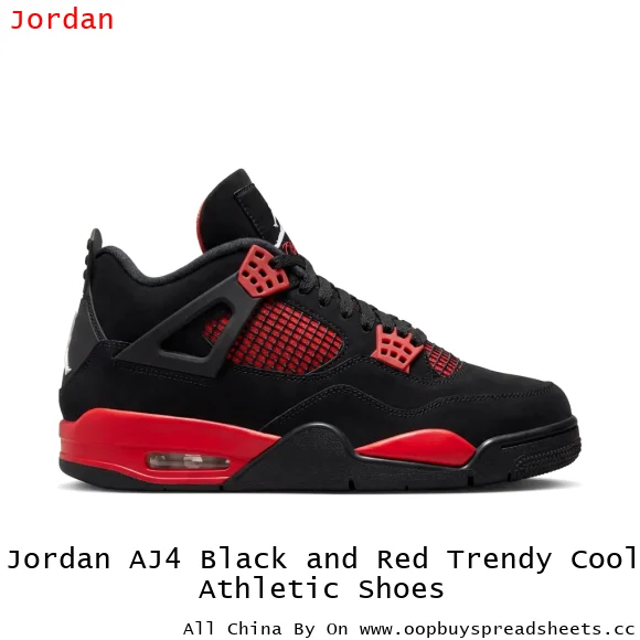 Jordan AJ4 Black and Red Trendy Cool Athletic Shoes