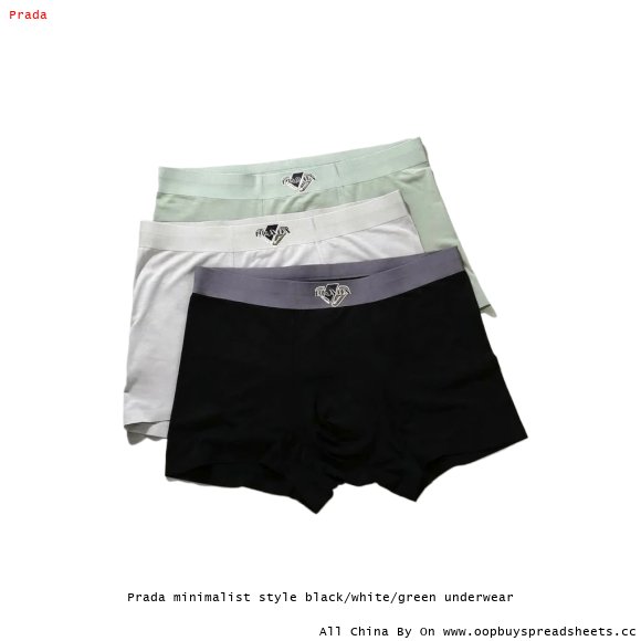 Prada minimalist style black/white/green underwear