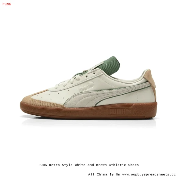 PUMA Retro Style White and Brown Athletic Shoes