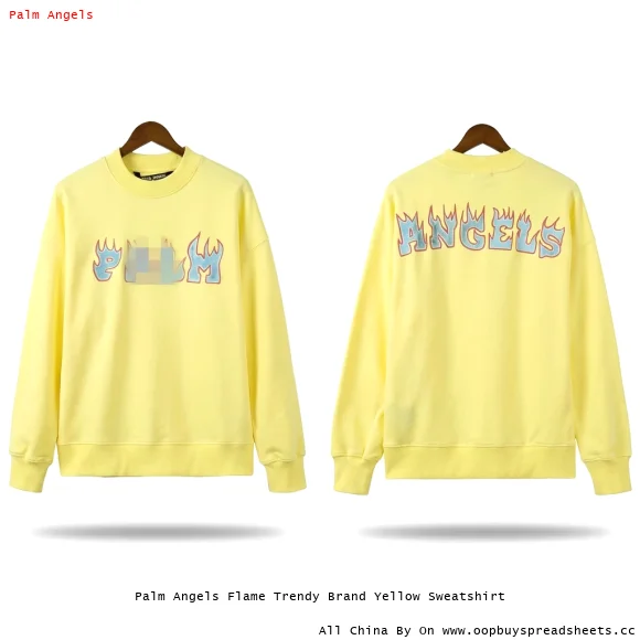 Palm Angels Flame Trendy Brand Yellow Sweatshirt
