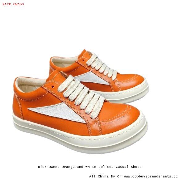 Rick Owens Orange and White Spliced Casual Shoes