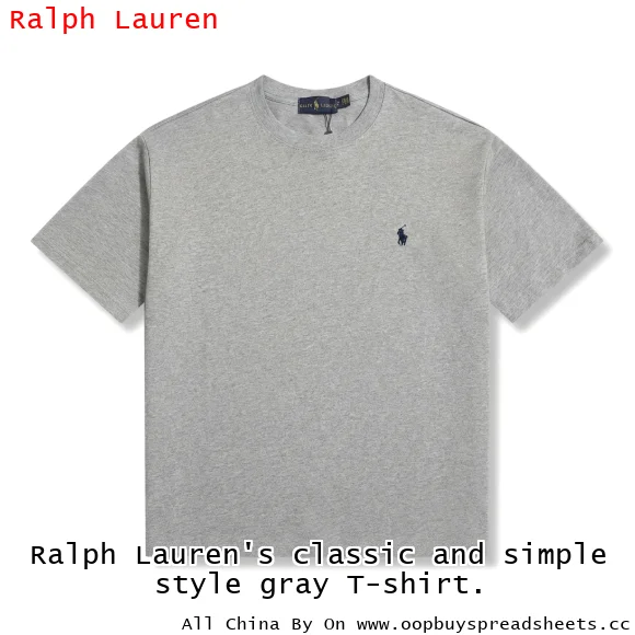 Ralph Lauren's classic and simple style gray T-shirt.
