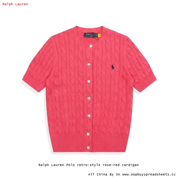 Ralph Lauren Polo retro-style rose-red cardigan