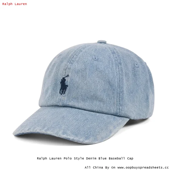 Ralph Lauren Polo Style Denim Blue Baseball Cap