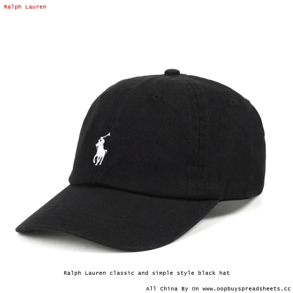 Ralph Lauren classic and simple style black hat