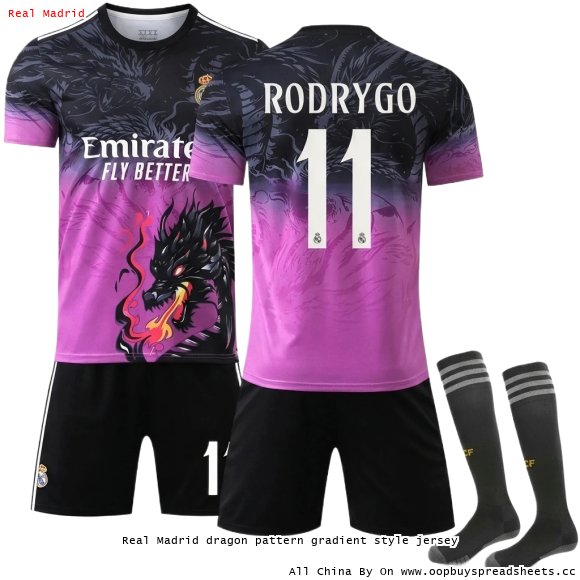 Real Madrid dragon pattern gradient style jersey