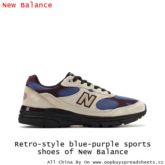 Retro-style blue-purple sports shoes of New Balance