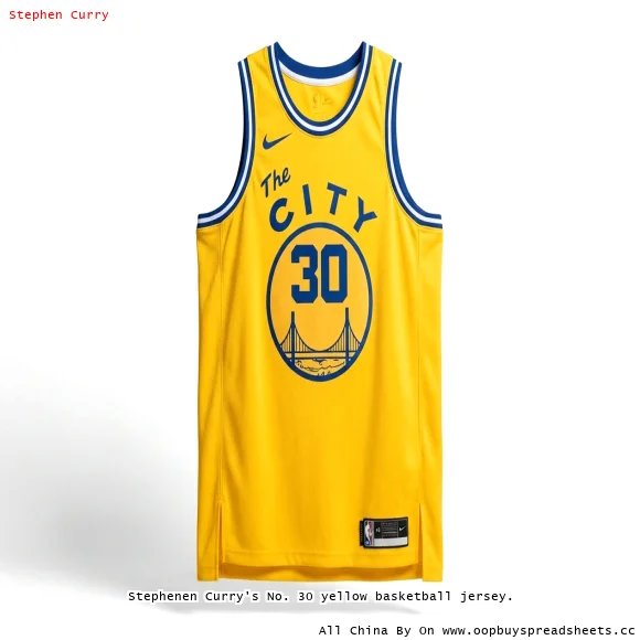 Stephenen Curry's No. 30 yellow basketball jersey.