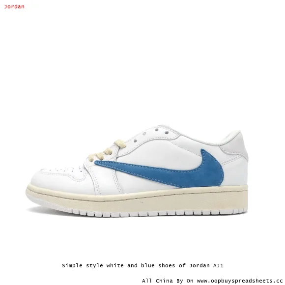 Simple style white and blue shoes of Jordan AJ1